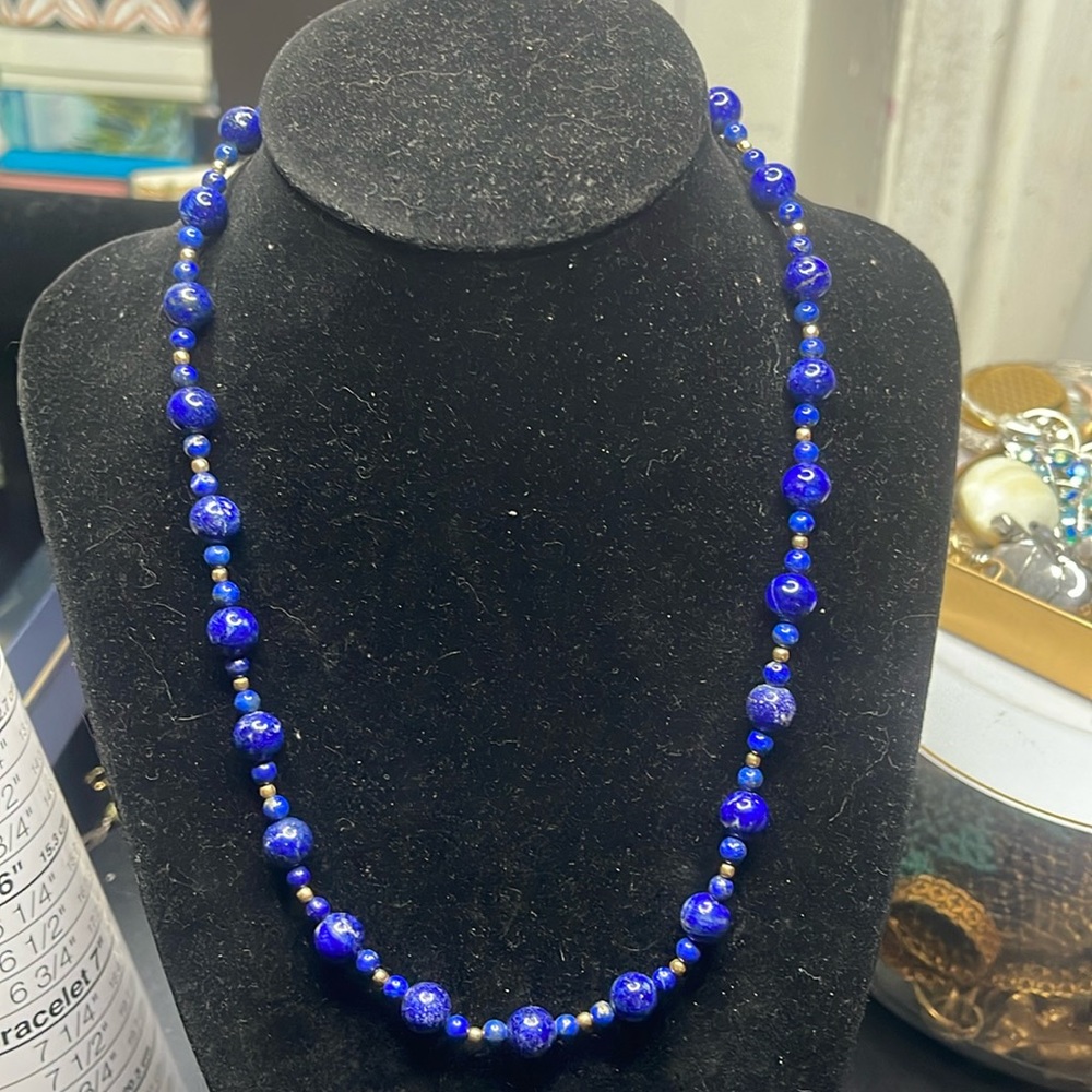 Blue lapis Gold Tone Necklage